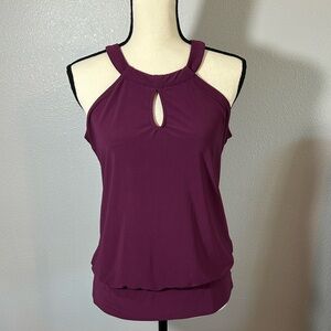 Flawed White House Black Market Purple Sleeveless Keyhole Top